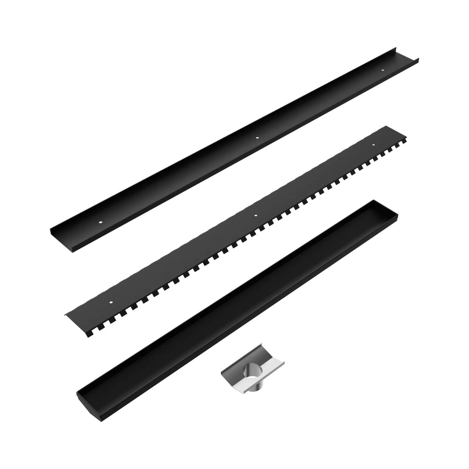 Parts Nero Tile Insert V Channel 900x82mm Floor Grate 50mm Outlet Matte Black NRFG002HSMB_KIT - The Blue Space