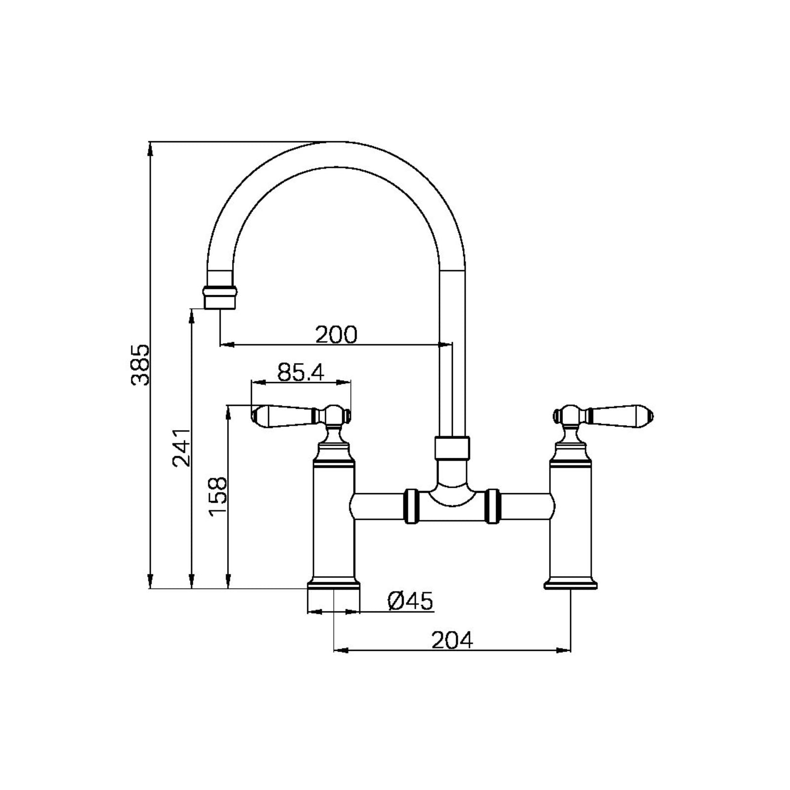 Technical Drawing Nero York Bridge Kitchen Set Chrome NR692107BCH - The Blue Space