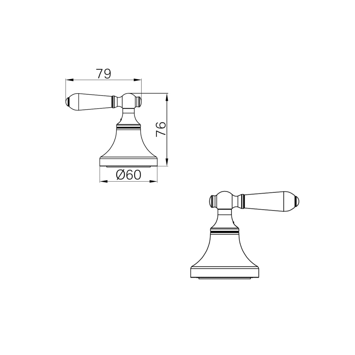 Line Drawing Nero York Wall Top Assemblies With Metal Lever Matte Black NR692109B02MB - The Blue Space