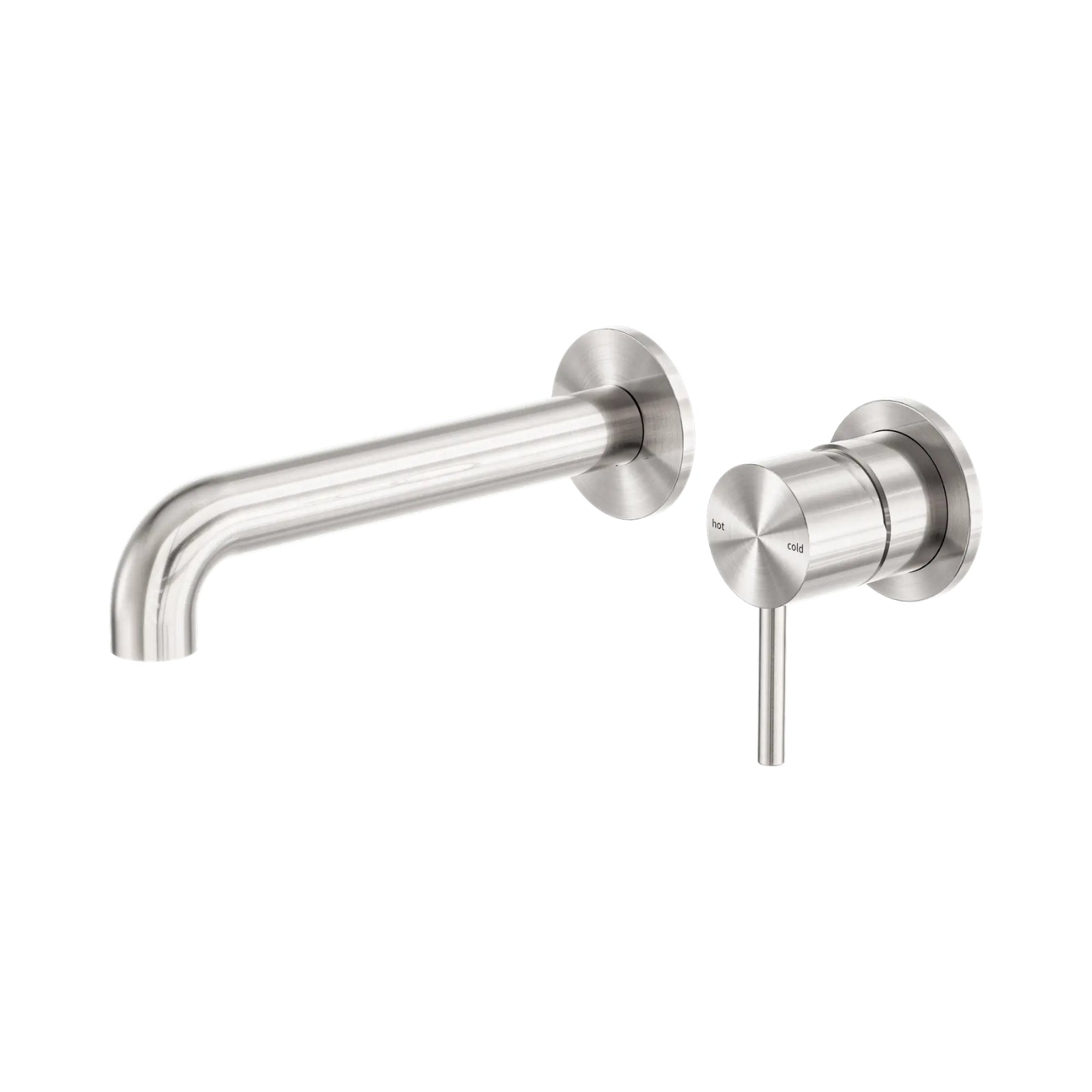Nero Zen SS316L Wall Basin/Bath Mixer Separate Back Plate 185mm Spout Brushed Nickel NR162210B185BN_KIT - The Blue Space