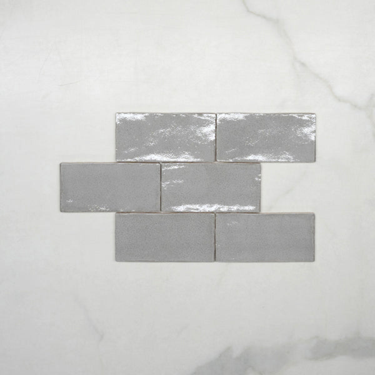 Pattern No Hand Nickel Grey Dianna Hand Made Subway Tile 75 x 150 x 9mm Spanish Ceramic - The Blue Space
