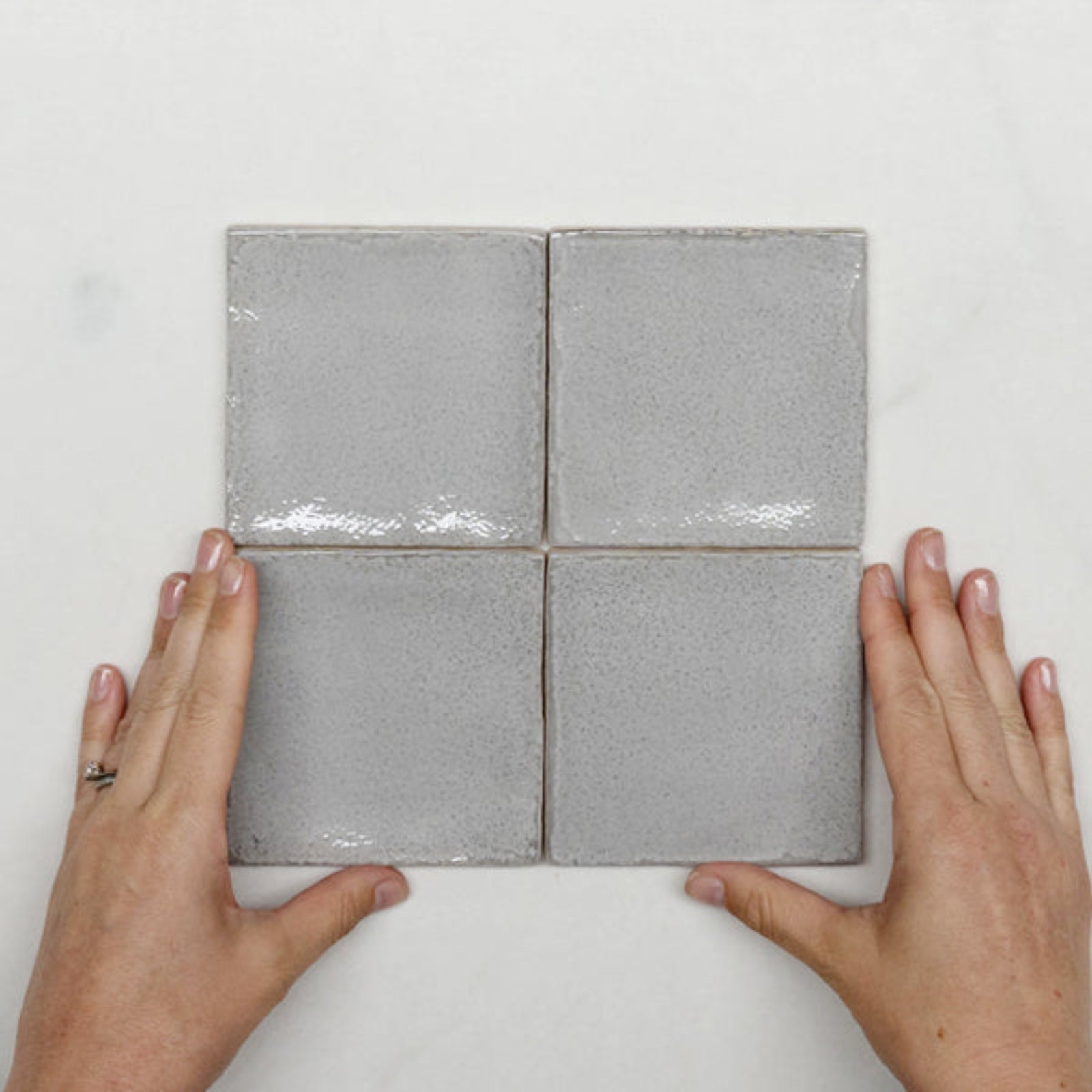 With Hand Nickel Grey Dianna Zellige Tile 100 x 100 x 9mm Spanish Ceramic - The Blue Space