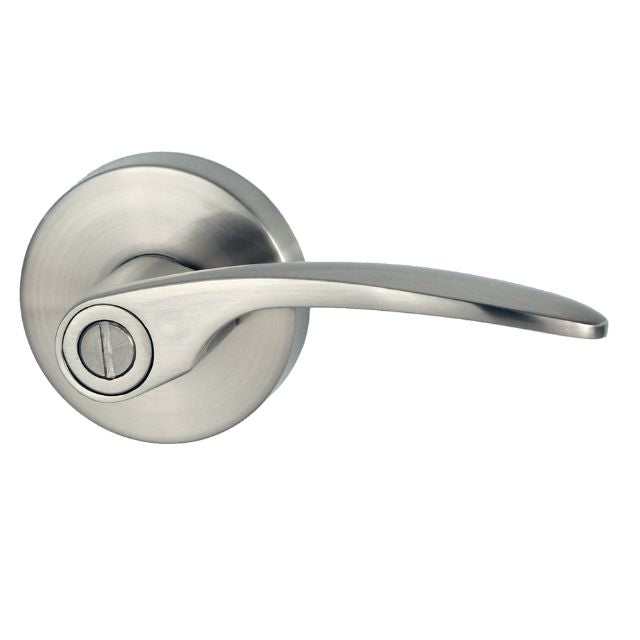 Nidus Collins Privacy lever set with latch brushed nickel finish visual pack P-L-C-PRI-BNV - The Blue Space