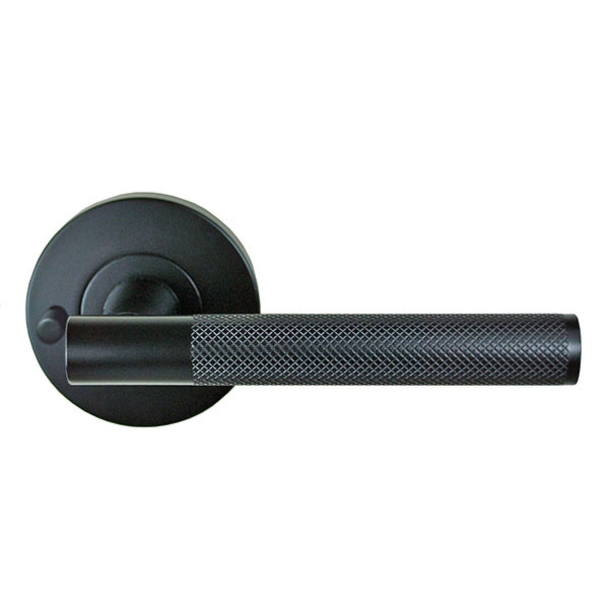 Nidus Knurled Domici Privacy Door Handle Set Matte Black MDOMKPRI-BL - The Blue Space