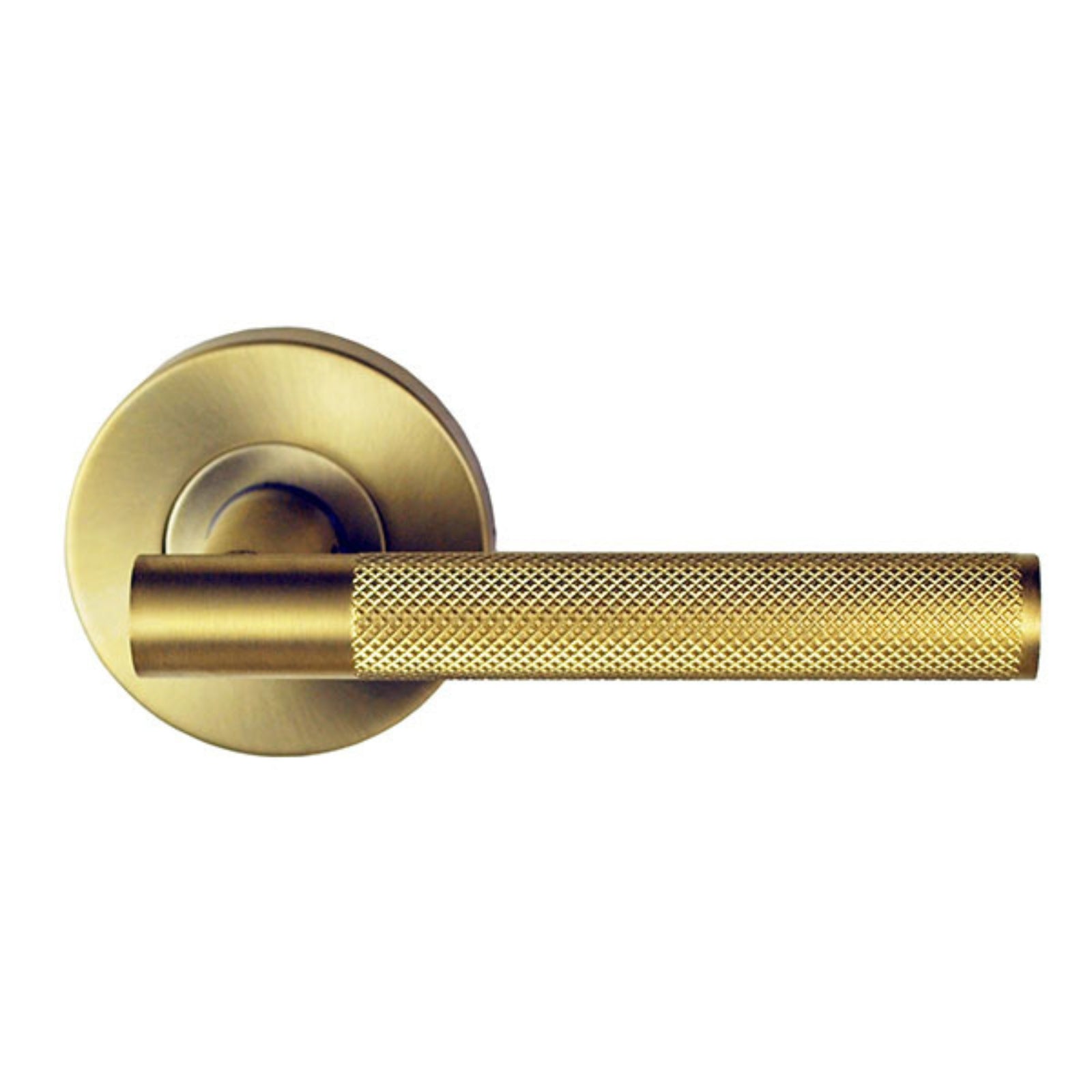 Nidus Knurled Domici Privacy Door Handle Set Satin Brass MDOMKPRI-SB - The Blue Space