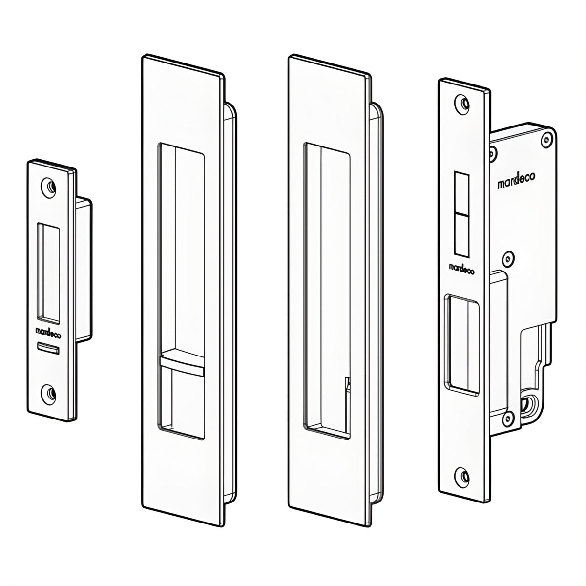 Line Drawing Nidus Mardeco Cavity Sliding Door Privacy Set Polished Chrome MSC-8004-SET-CP - The Blue Space