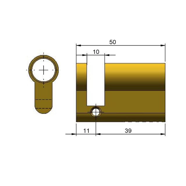 Line Drawing Nidus Mardeco M Series euro cylinder for 8104 euro lock 5 pin C4 39mm Brushed Nickel BN8500/39 - The Blue Space