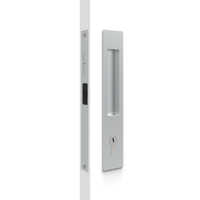 Nidus Mardeco rectangular flush pull Euro Lock set Satin Chrome (cylinder sold separately)