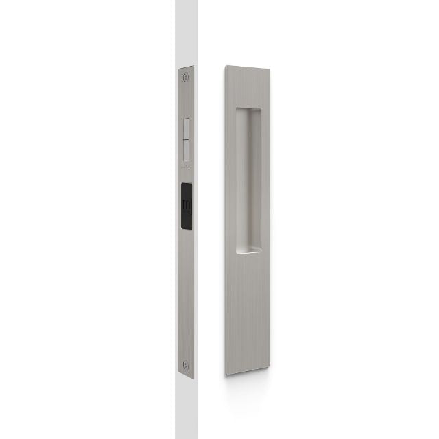 Nidus Mardeco rectangular flush pull Snib lock set Brushed Nickel (inside snib, no cylinder)