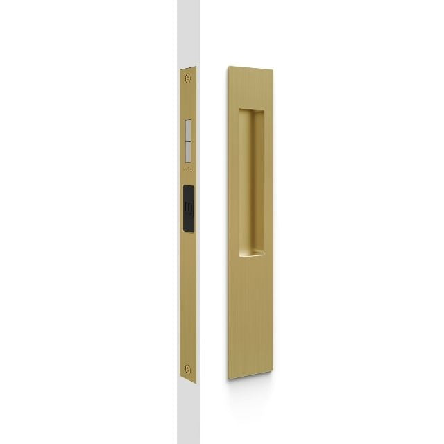 Nidus Mardeco rectangular flush pull Snib lock set Satin Brass (inside snib, no cylinder)