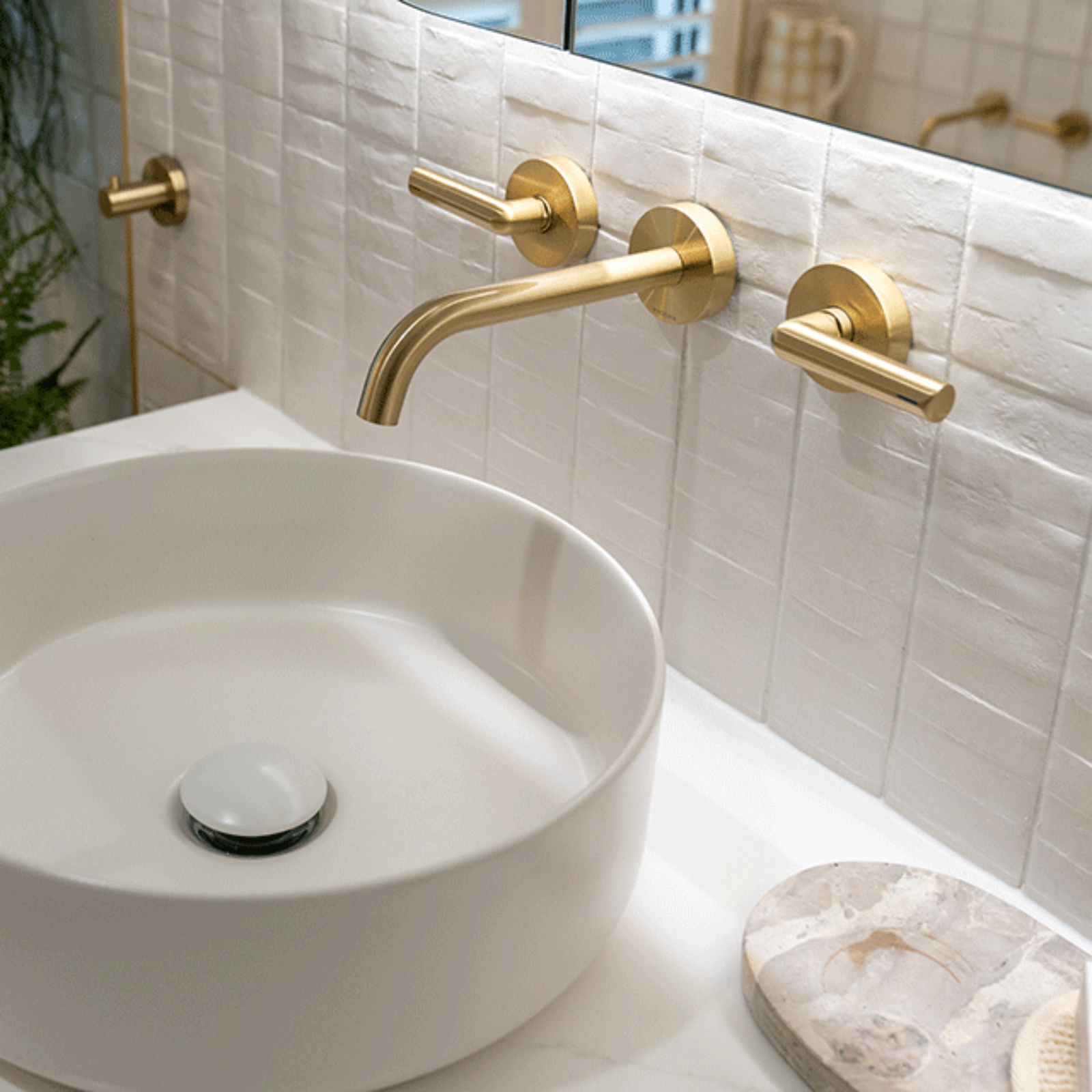 Lifestyle 02 Off White Olivia Feature Subway Matte 75 x 300mm Porcelain - The Blue Space