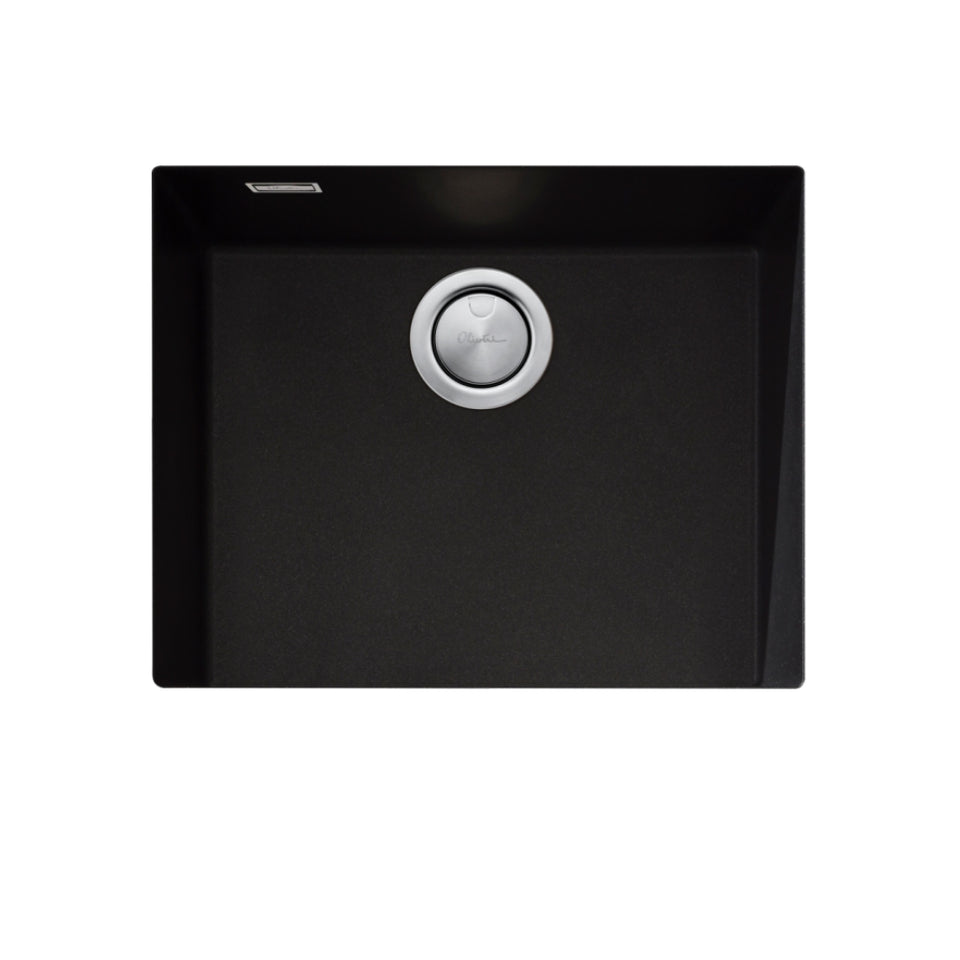 Oliveri Santorini Large Bowl Undermount Sink - Black with Overflow