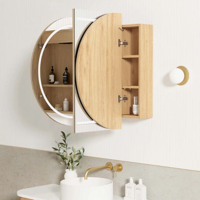 Otti Bondi 1200 LED Shaving Cabinet Natural Oak Open Cabinet LED-BOSV1275N-VP | The Blue Space