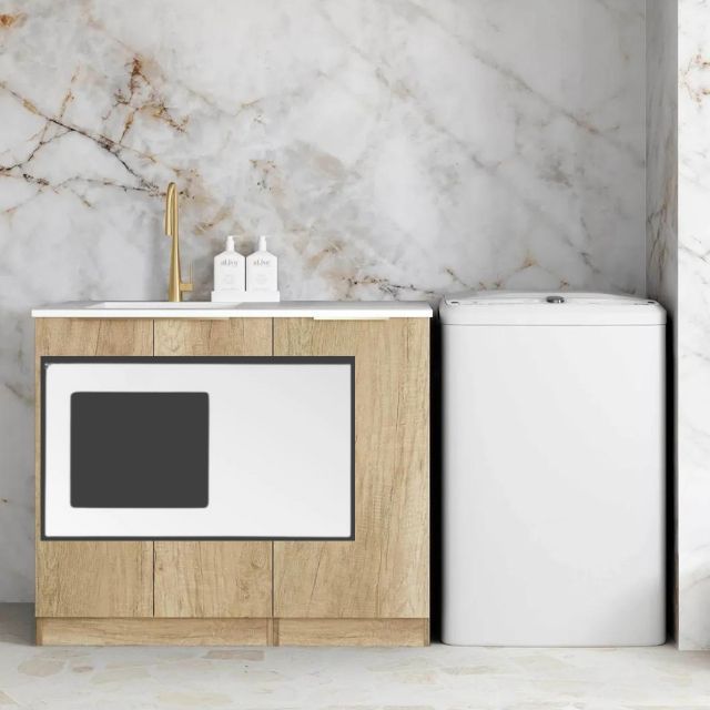 Otti Byron Natural Oak 1060mm Laundry Cabinet Set