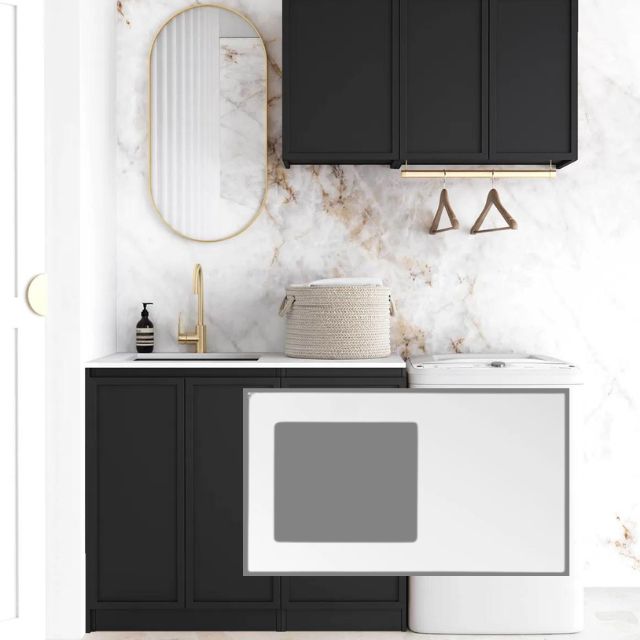 Otti Hampshire 1715mm Laundry Set A - Black Matte White Solid Surface LA-1715A-BOHB-MW-KIT | The Blue Space