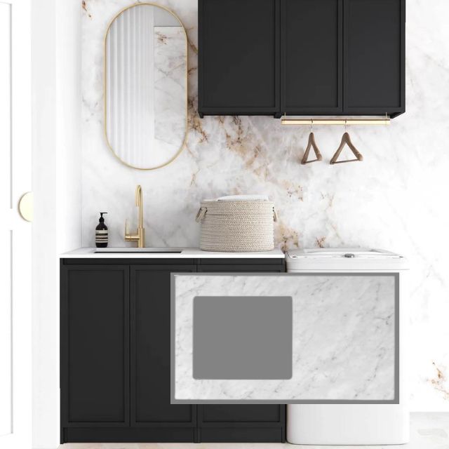 Otti Hampshire 1715mm Laundry Set A - Black Natural Carrara Marble LA-1715A-BOHB-NCA-KIT | The Blue Space