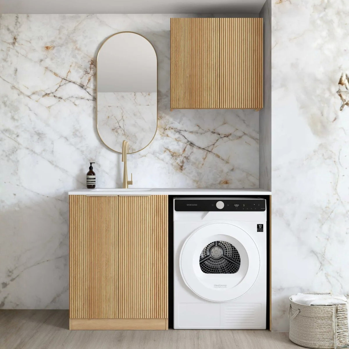 Otti Havana 1305mm Fluted Laundry Set A - Woodland Oak LA-1305A-HAWL-MW - The Blue Space