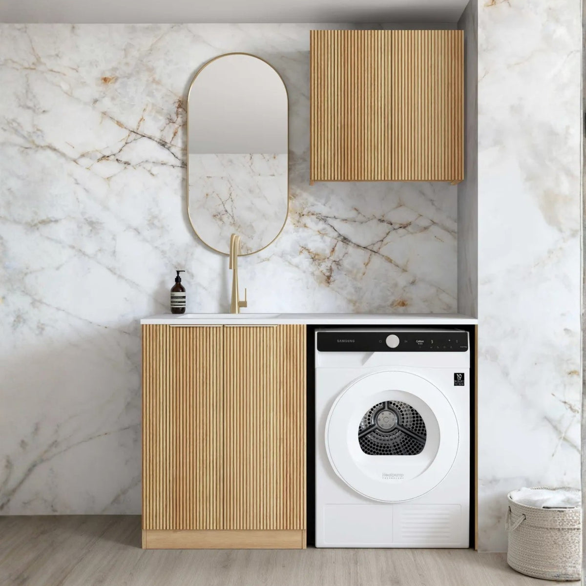 Otti Havana 1305mm Fluted Laundry Set A - Woodland Oak LA-1305A-HAWL-PW - The Blue Space
