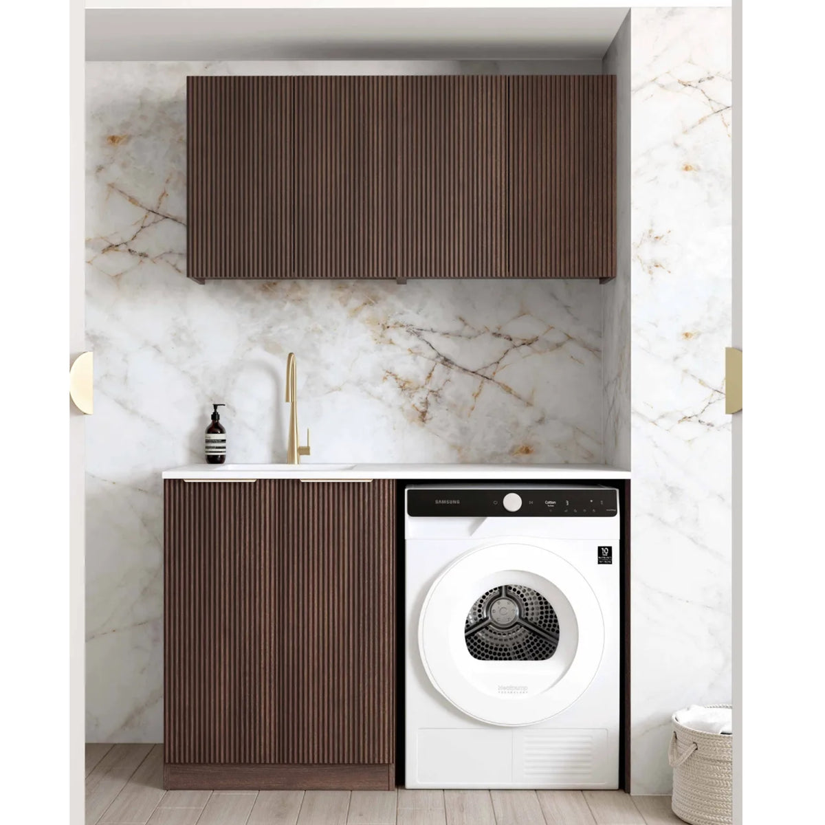 Otti Havana 1305mm Fluted Laundry Set B - Sable Walnut LA-1305B-HASW-PW - The Blue Space