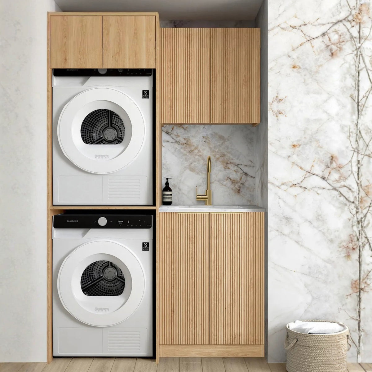 Otti Havana 1305mm Fluted Laundry Set C - Woodland Oak LA-1305C-HAWL-CA - The Blue Space
