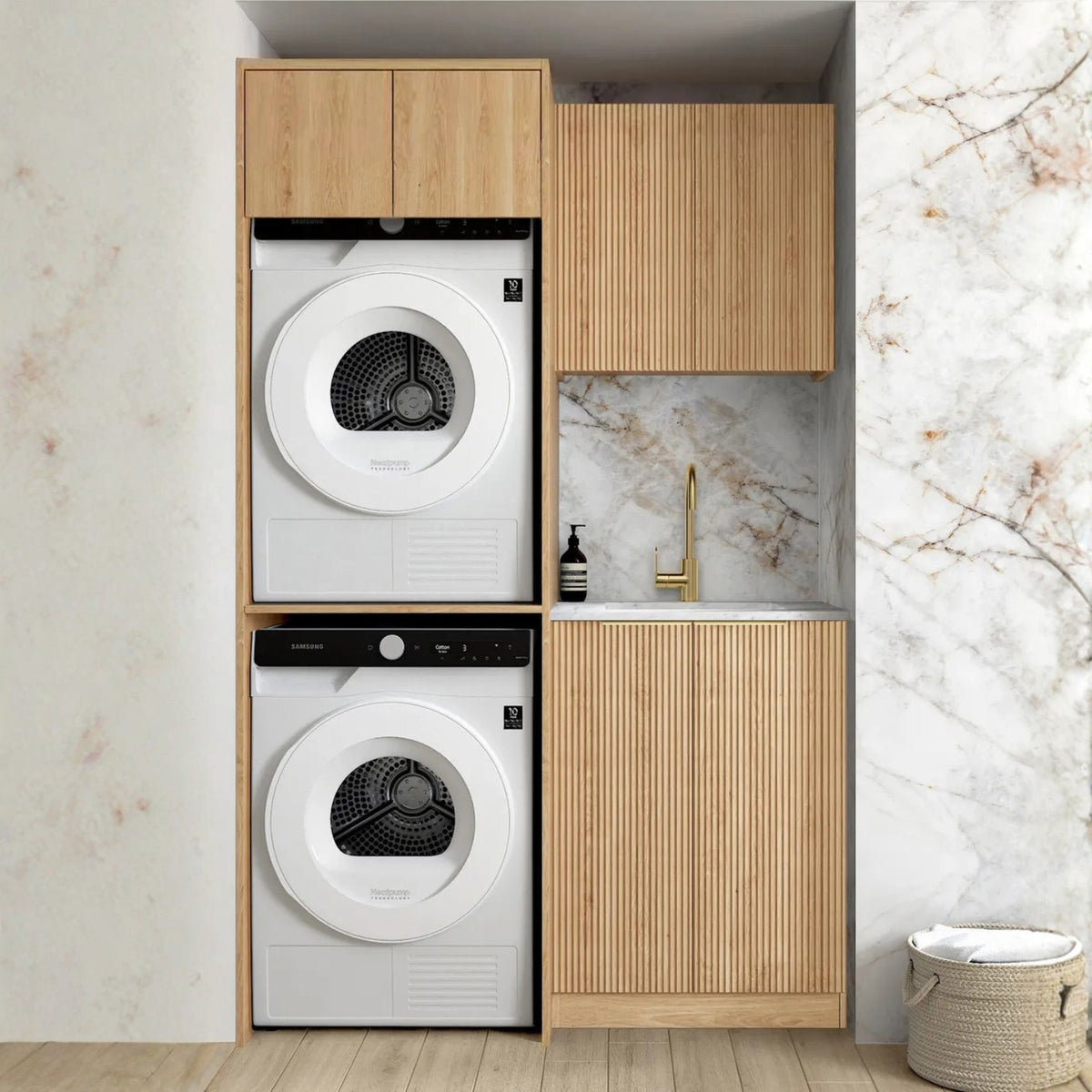 Otti Havana 1305mm Fluted Laundry Set C - Woodland Oak LA-1305C-HAWL-NCA - The Blue Space