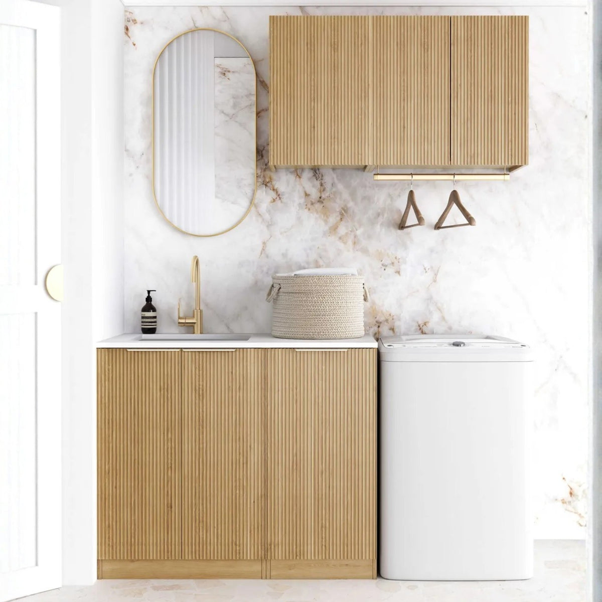 Otti Havana 1715mm Fluted Laundry Set A - Woodland Oak LA-1715A-HAWL-MW - The Blue Space