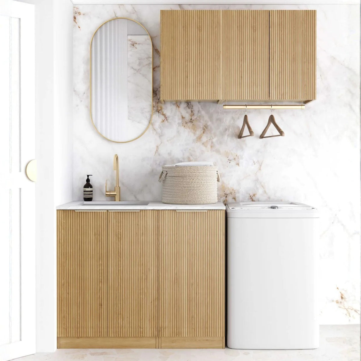 Otti Havana 1715mm Fluted Laundry Set A - Woodland Oak LA-1715A-HAWL-NCA - The Blue Space