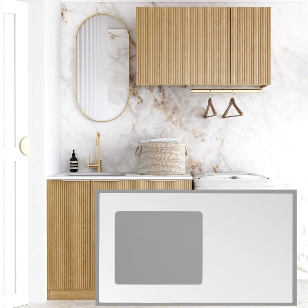 Otti Havana 1715mm Fluted Laundry Set A Woodland Oak LA-1715A-HAWL-PW - The Blue Space