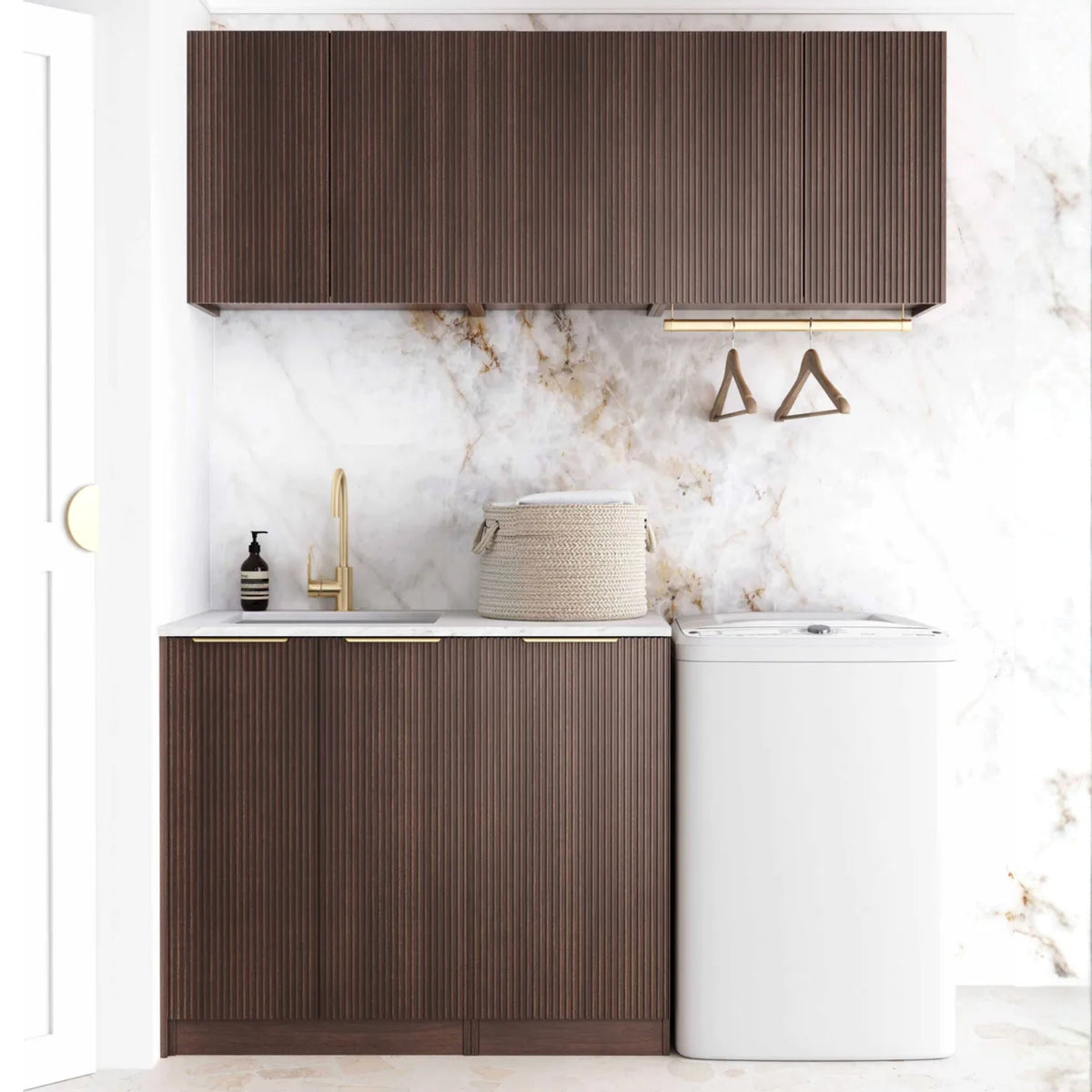 Otti Havana 1715mm Fluted Laundry Set B - Sable Walnut LA-1715B-HASW-MW - The Blue Space