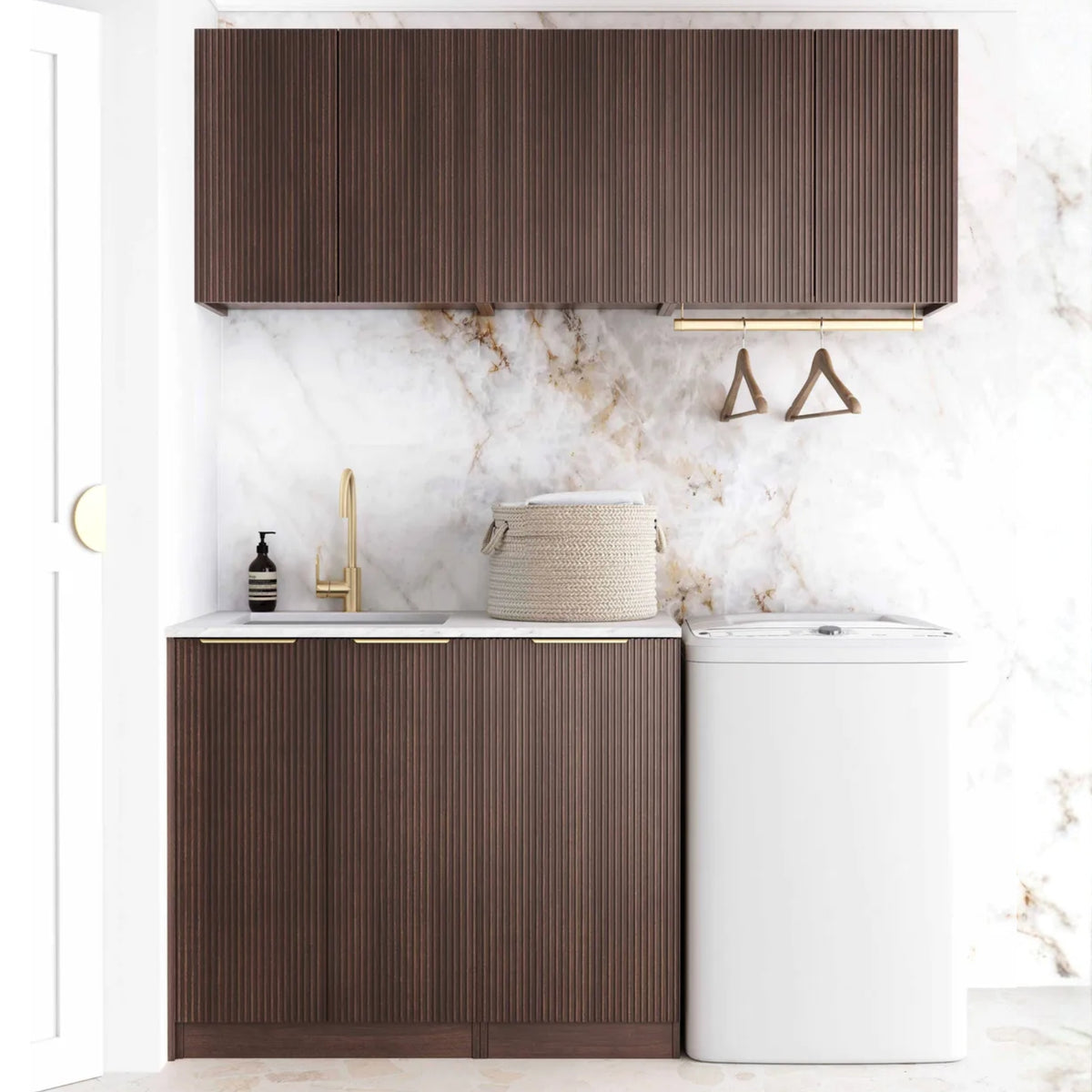 Otti Havana 1715mm Fluted Laundry Set B - Sable Walnut LA-1715B-HASW-PW - The Blue Space