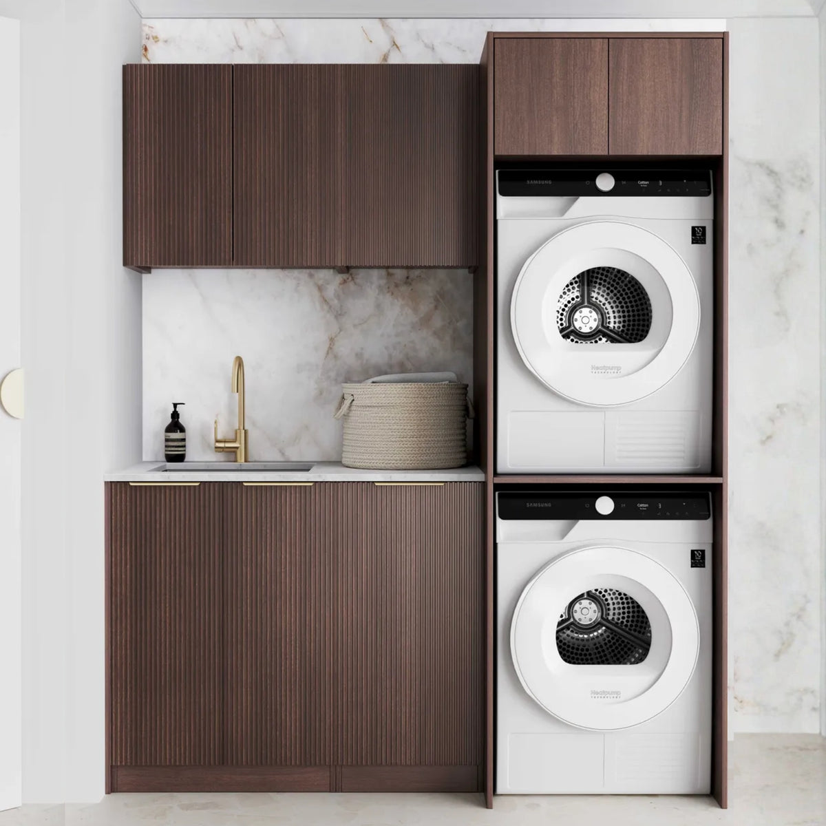 Otti Havana 1715mm Fluted Laundry Set C - Sable Walnut LA-1715C-HASW-NCA - The Blue Space