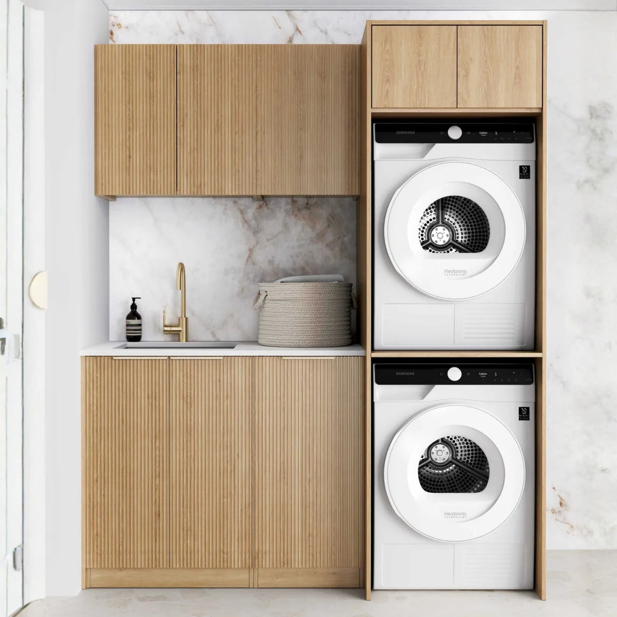Otti Havana 1715mm Fluted Laundry Set C - Woodland Oak LA-1715C-HAWL-MW - The Blue Space