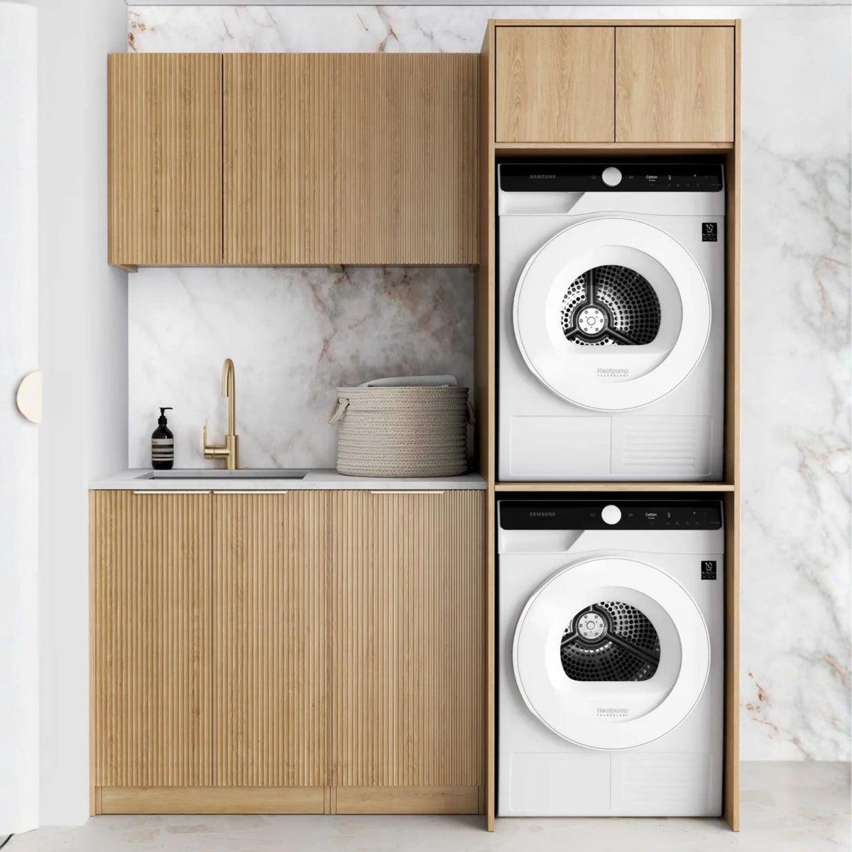 Otti Havana 1715mm Fluted Laundry Set C - Woodland Oak LA-1715C-HAWL-NCA - The Blue Space