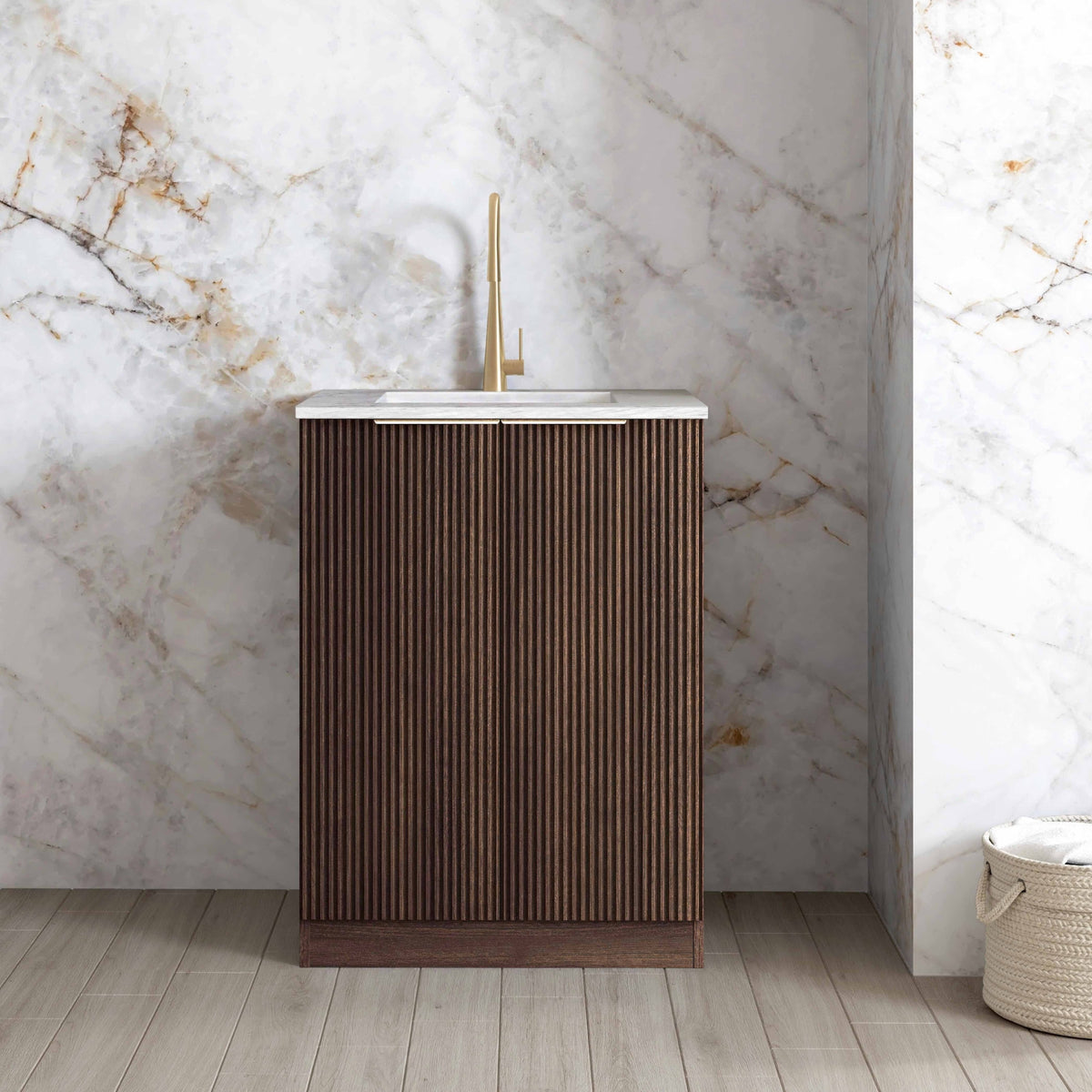 Otti Havana 650mm Fluted Mini Laundry - Sable Walnut LA-650-HASW-NCA - The Blue Space