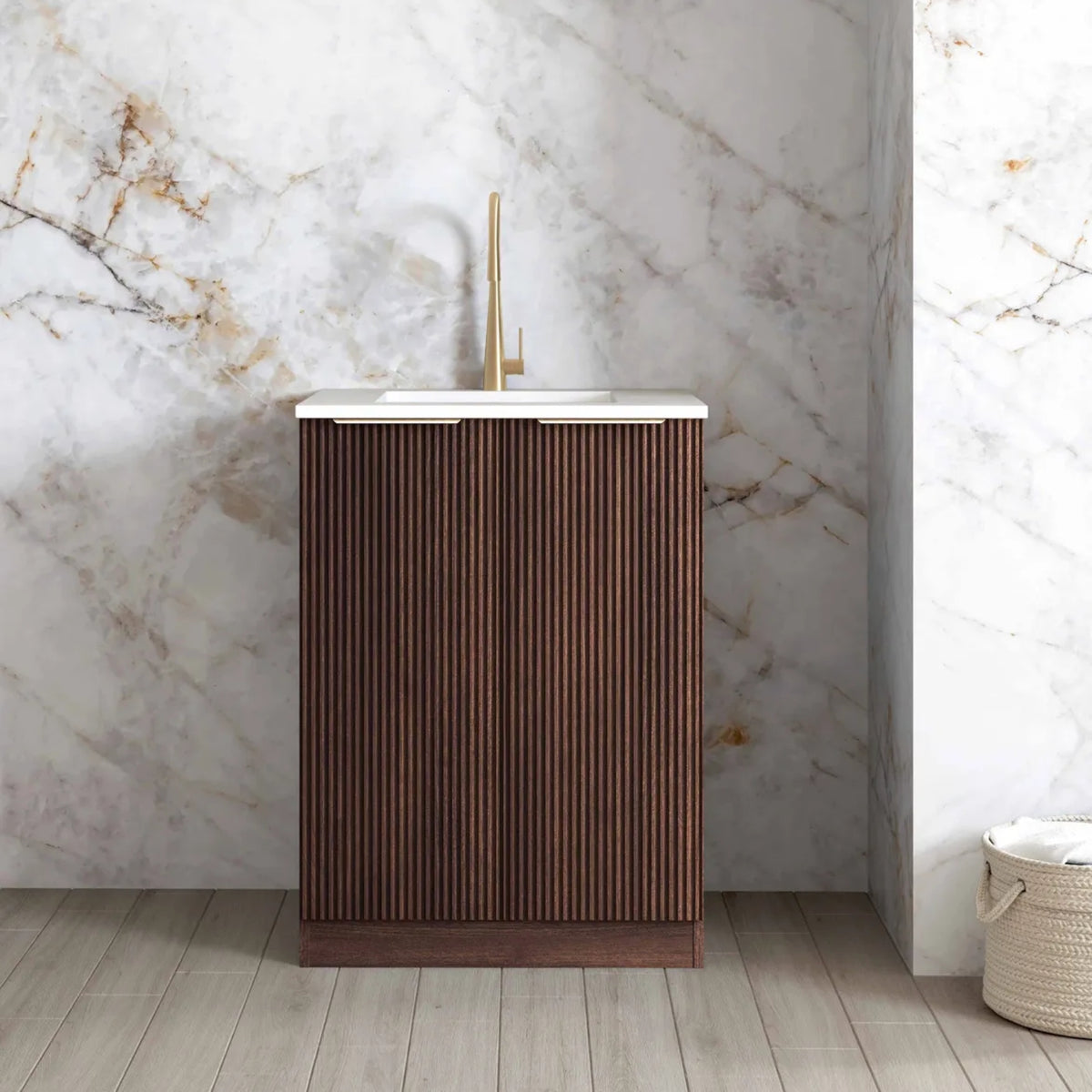 Otti Havana 650mm Fluted Mini Laundry - Sable Walnut LA-650-HASW-PW - The Blue Space