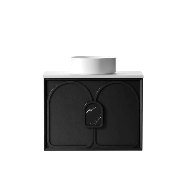 Otti Laguna Mk II Black Oak Wall Hung Vanity with Matte White Top