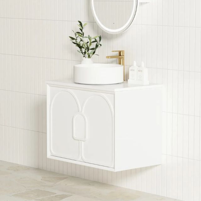 Otti Laguna Mk II Matte White Wall Hung Vanity with Cloudy Carrara Top