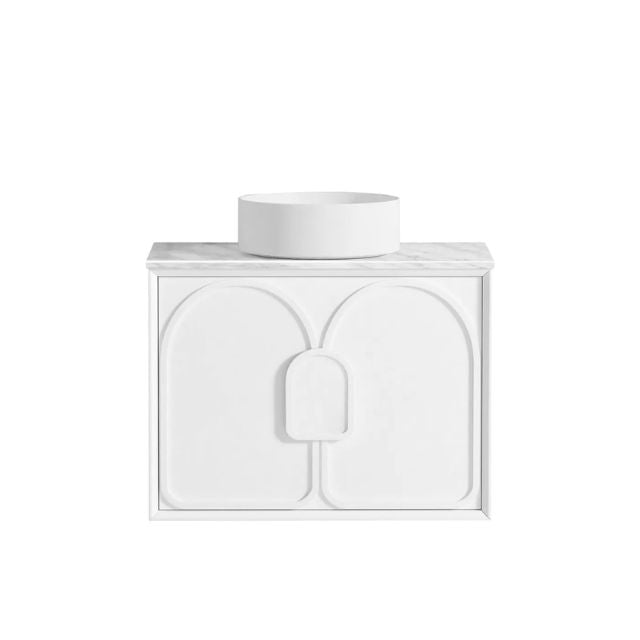 Otti Laguna Mk II Matte White Wall Hung Vanity with Natural Carrara Marble Top