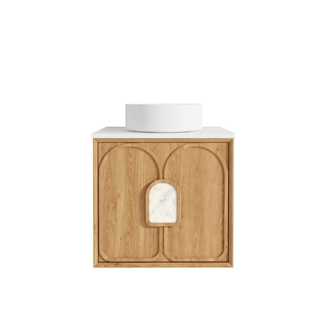 Otti Laguna Mk II Woodland Oak Wall Hung Vanity with Matte White Top