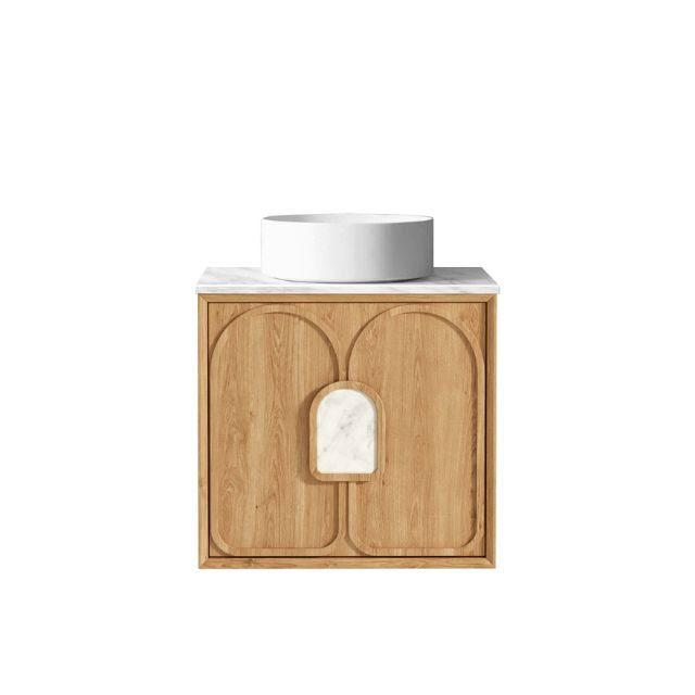 Otti Laguna Mk II Woodland Oak Wall Hung Vanity with Natural Carrara Marble Top
