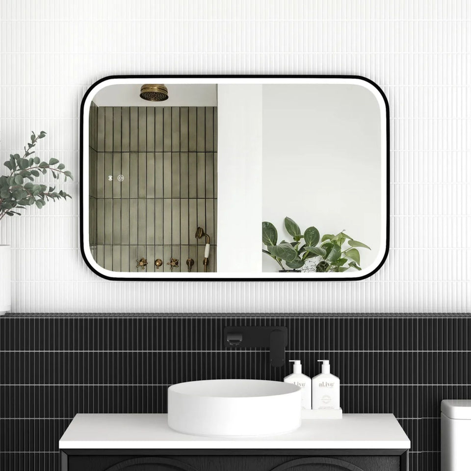Otti LED Newport 900mm x 600mm Metal Frame Tuffi Mirror - Black