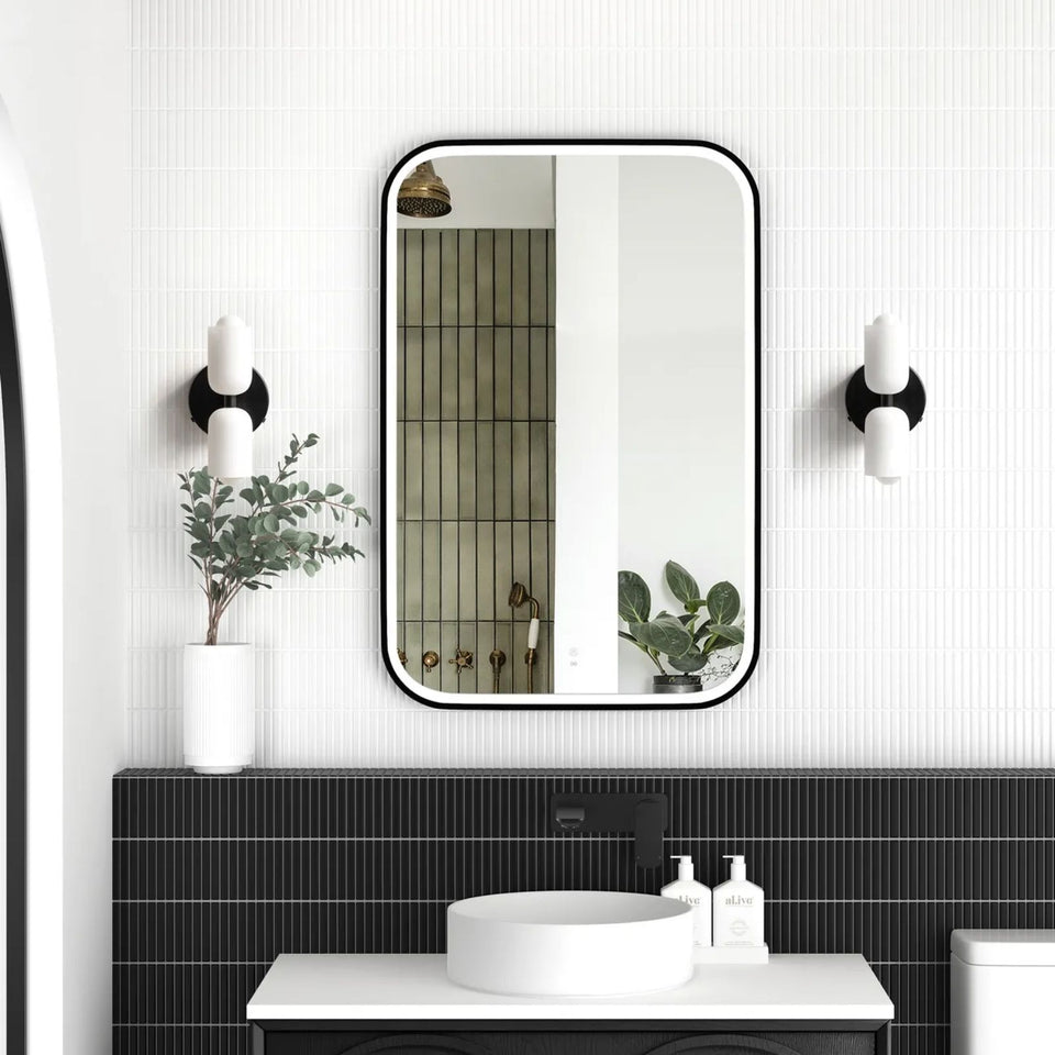 Otti LED Newport 900mm x 600mm Metal Frame Tuffi Mirror - Black