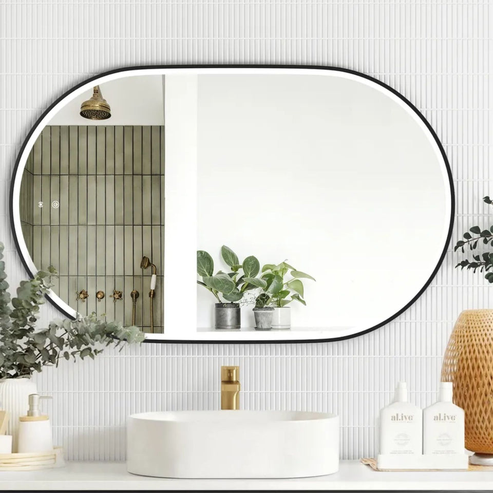 Otti LED Noosa 900mm x 600mm Metal Frame Tuffi Mirror - Black