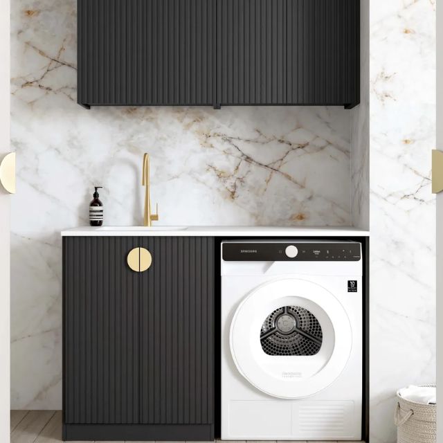 Otti Marlo 1305mm Fluted Laundry Set B - Black | The Blue Space