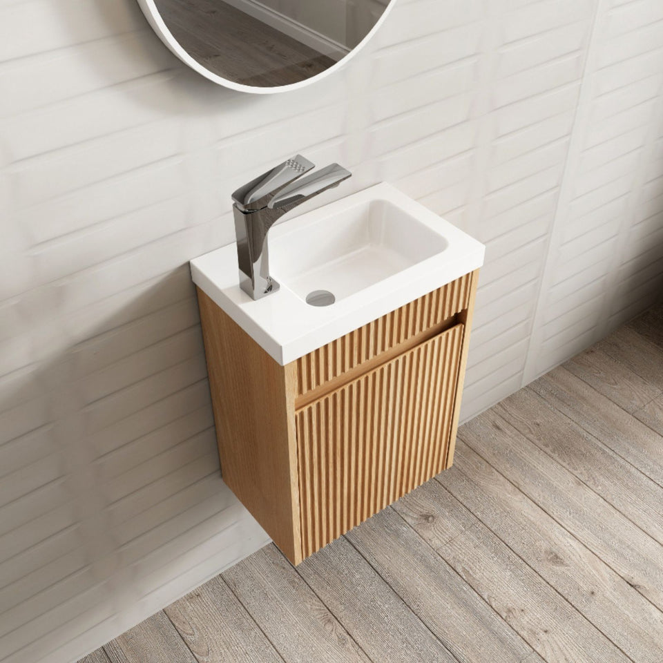 Otti Mini Ensuite Fluted Vanity - 400mm Woodland Oak