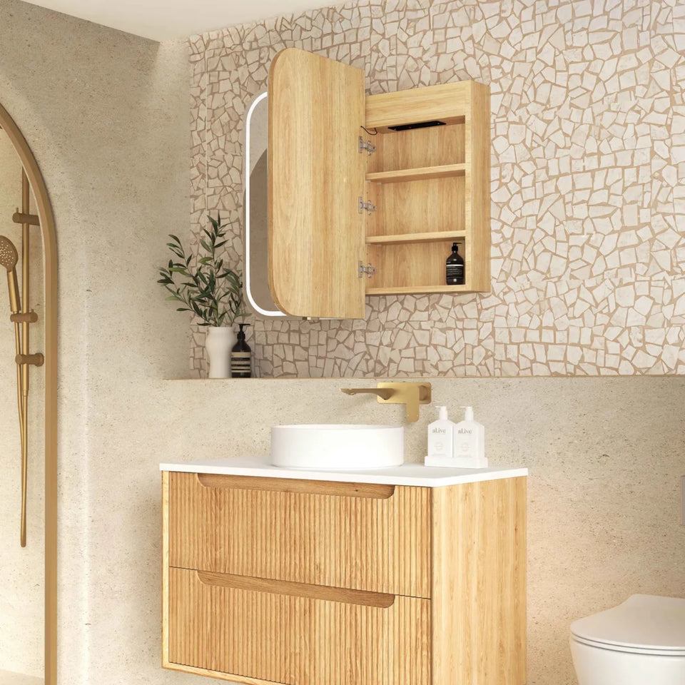 Otti Newport LED Shaving Cabinet Premium Edition - Natural Oak