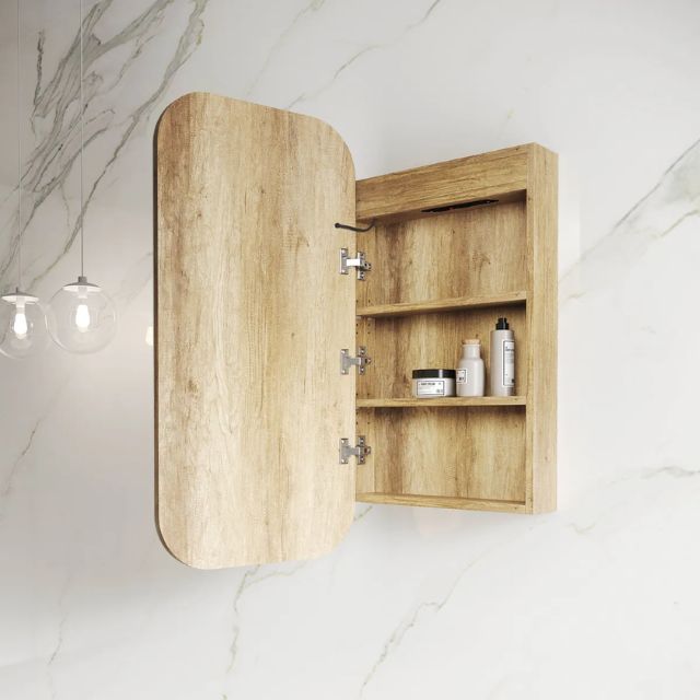 Otti Newport Soft Square LED Shaving Cabinet Natural Oak