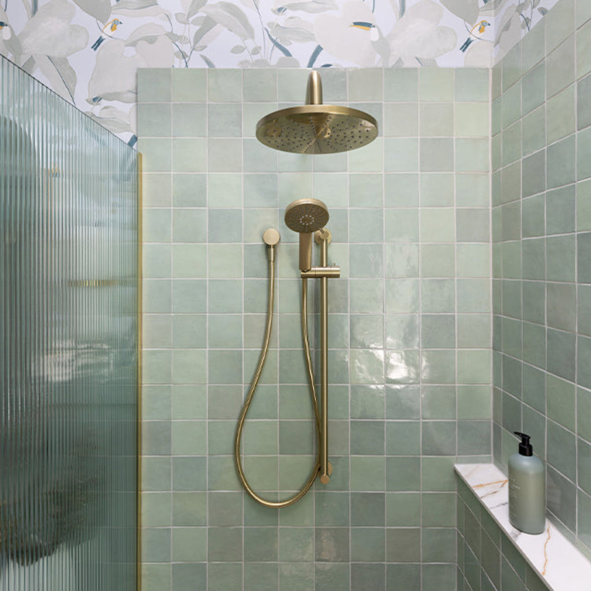 Lifestyle Pale Green Dianna Zellige Look Spanish Ceramic Tile - The Blue Space