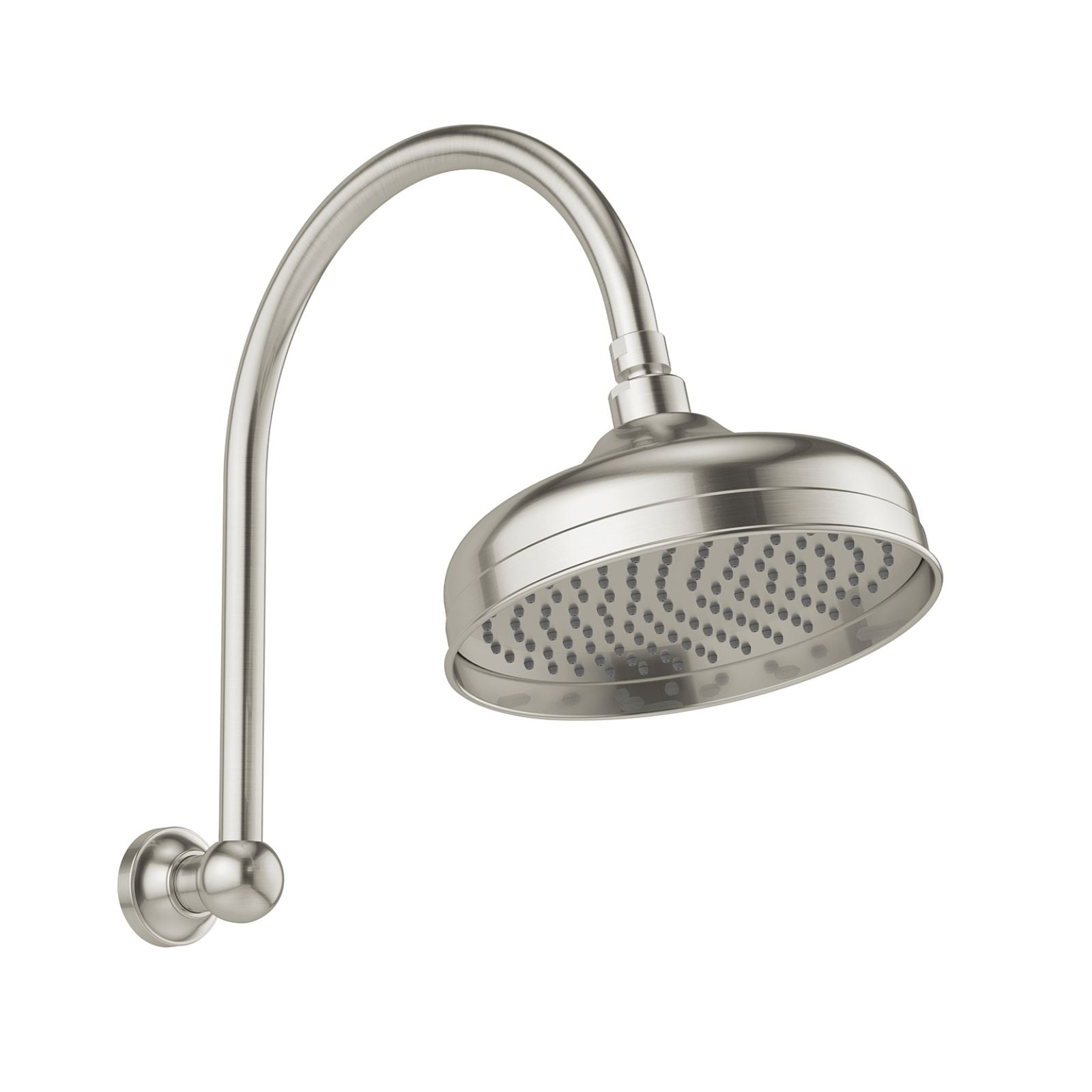 Phoenix Cromford High Rise Shower Arm & Rose 210mm Brushed Nickel 134-5302-40 - The Blue Space
