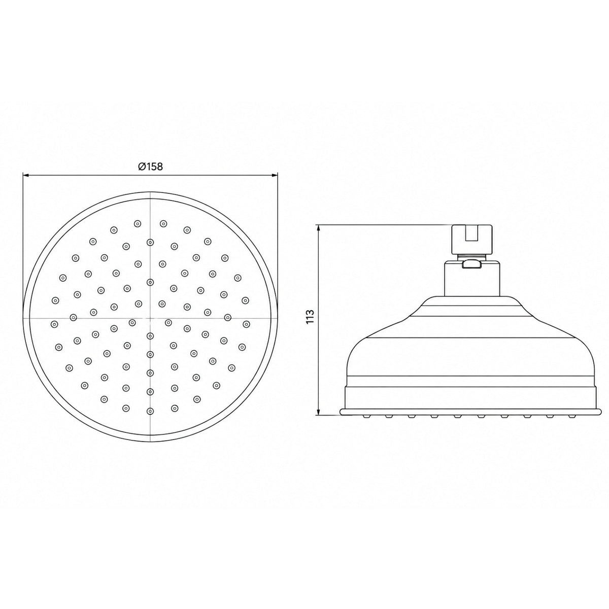 Line Drawing Phoenix Cromford Shower Rose Brushed Gold 134-5000-12 - The Blue Space